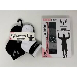 Messi 5pk Kids Strech Boxer Briefs Underwear Size Small 6-7 And Socks NWT